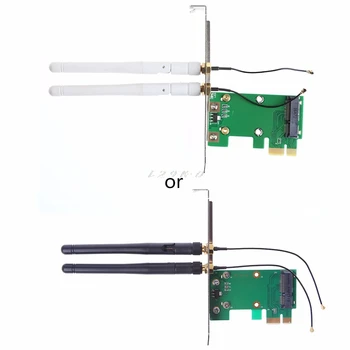 Mini PCI-E PCI-E Masaüstü Adaptörü 1X için Dönüştürücü Kablosuz Wifi Ağ Kartı için İki Anten ile 