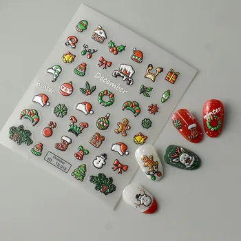 Noel Tatil Serisi 5D Tırnak Sticker Lehçe Jel Tırnak Sarar Dekorasyon Ongles Tırnak Çıkartmalar Set