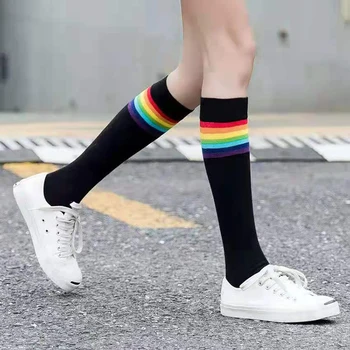 Pamuk Gökkuşağı Çorap kadın Yaz İnce Çorap Gelgit İns Renk Orta tüp Siyah ve Beyaz Over-the-diz Yüksek tüp Buzağı Çorap