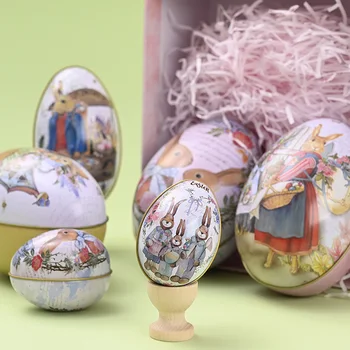 Paskalya yumurtaları Şekilli şeker kutusu Metal Biblo Teneke Teneke Kutu Kutular paskalya tavşanı Baskı Kutuları Parti Dekorasyon Çocuk Hediyeler