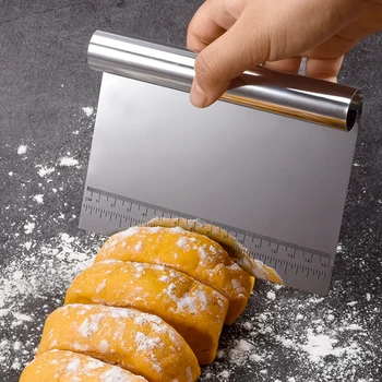 Paslanmaz Çelik Kazıyıcı Kıyıcı Mutfak Gıda Kazıyıcı Buzlanma Pürüzsüz Bıçak ölçüm tartısı Hamur Kek Pizza