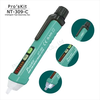 Pro'skit NT-309-C akıllı Test Elektrik kalem temassız indüksiyon Kırmızı ışık + buzzer LED gerilim test Elektrik kalem