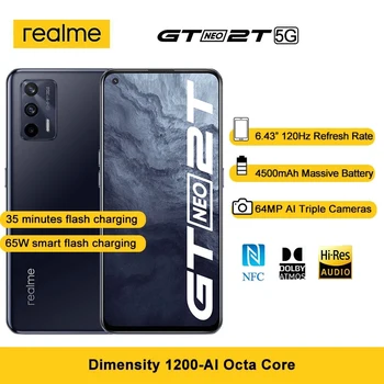 Realme için GT Neo 2T 5G cep telefonu 6.43 