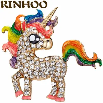Renkli At Broş Kadınlar İçin Rhinestone Zirkon Moda Ceket Bayan Broş Sevimli Unicorn Hayvan Broş Pin En kaliteli Takı