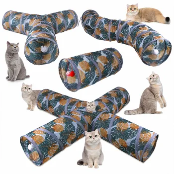 Renkli Baskı kedi tüneli Tüp Komik Yavru Oyuncaklar Katlanabilir Oyuncaklar Kedi İnteraktif Kedi Eğitim Yavru Tavşan Oyun Oynamak Tünel