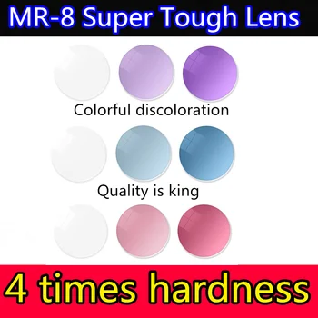 Renkli renk değiştiren lens MR8 süper sert 4 kez sertlik optik reçete bitmiş miyopi asferik gözlük lens