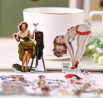 Retro kız Kağıt Çıkartmalar El Sanatları Ve Scrapbooking çıkartmaları kitap Dekoratif sticker DIY Kırtasiye