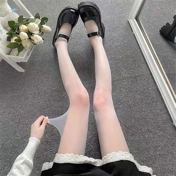 Seksi Kadın Beyaz Çorap Kulübü Parti Örgü Tayt Kadın Ekleme Çorap Calcetines balık ağı külotlu çorap Anti-Takılma Çorap