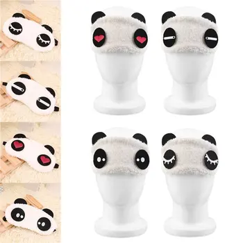 Sevimli Tasarım Peluş Panda Yüz Göz Uyku Göz Maskesi Taşınabilir Seyahat Eyepatch Dinlenme Körü Körüne Göz Kapağı Uyku Maskesi Gece Siperliği