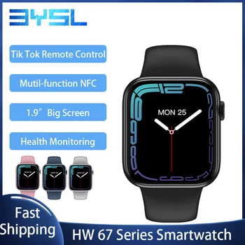 Smartwatch 2022 HW67 Pro MAX NFC Ses Asistanı Ödeme Bluetooth Çağrı Smartwatch Erkekler Kadınlar için IWO HW67 Mini akıllı saat