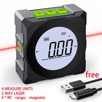 USB kablosu Şarj Dijital Lazer Açı İletki Evrensel Konik 360° Mini Elektronik İnklinometre Test Cihazı ölçme aracı