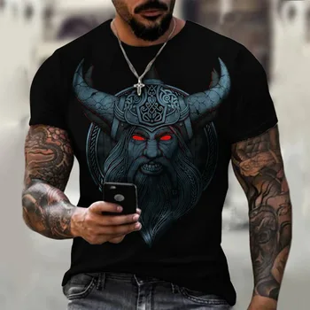 Vikings T-Shirt Moda 3D Baskı Renkli Streetwear Erkekler Kadınlar Spor Rahat Büyük Boy T Shirt Tees Tops Harajuku Erkek Giyim