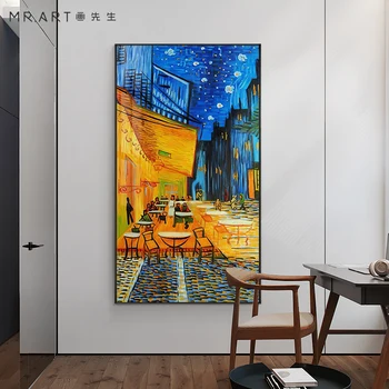 Vincent Van Gogh Tuval Boyama Ünlü Yıldızlı Gece Manzara Poster Baskı Duvar Ev Dekor Ünlü Resim Oturma Odası Koridor için