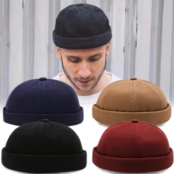 Vintage Kubbe Şapka Kavun Unisex Brimless Bere Kap Düz Renk Trendi Yuppies Docker Şapka Ayarlanabilir Kış Şapka Kaput Kasketleri