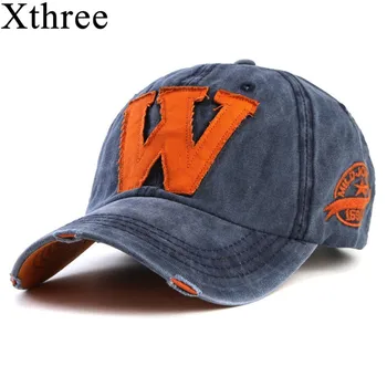 Xthree sıcak pamuk nakış mektup W beyzbol şapkası snapback kapaklar donatılmış kemik casquette şapka erkekler için özel şapkalar