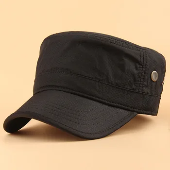 YENİ Rahat Askeri Şapka Erkekler Kadınlar için Düz Üst Askeri Kap Bahar Yaz asker şapkası Katı güneş şapkası Ayarlanabilir Kapelusz