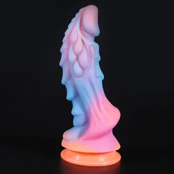 Yumuşak Aydınlık Yapay Penis Anal Seks Oyuncakları Kadınlar için Erkekler Renkli Parlayan Yapay Penis Penis Büyük Ejderha Canavar Yapay Penis Butt Plug Yetişkin Seks Oyuncakları