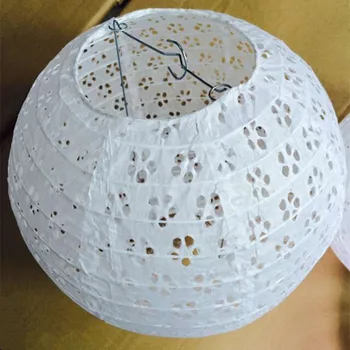 Yüksek kalite 7 boyutu Beyaz Hollow yuvarlak Kağıt Fener Topu Festivali Malzemeleri Çin Kağıt Fener Düğün Parti Dekorasyon İçin