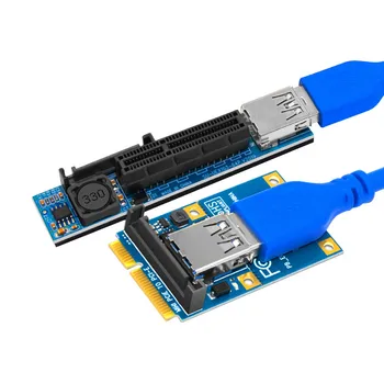 Yükseltici Mini PCI-E PCI Express X4 Yükseltici kart uzatıcısı Kart Adaptörü 15pin SATA Güç Konnektörü ile USB3. 0 Kablo Uzatma Kablosu