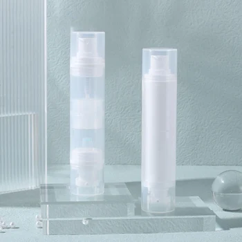 Çift Kafa vakumlu şişe 10ml + 10ml Plastik Losyon Sprey Şişesi Taşınabilir Göz Kremi Parfüm Boş Konteyner