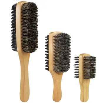 Çift Taraflı erkek Domuzu Saç Kıl Sakal Fırçası Ahşap Saplı Tıraş Bakımı Yüz Saç Bıyık Sökücü Güzellik Araçları
