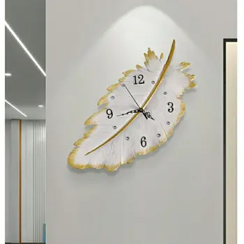 Üç Boyutlu Tüy duvar saati Oturma Odası Moda Arka Plan Duvar Dekorasyon Hafif Lüks Saat Kişiselleştirilmiş Sanat